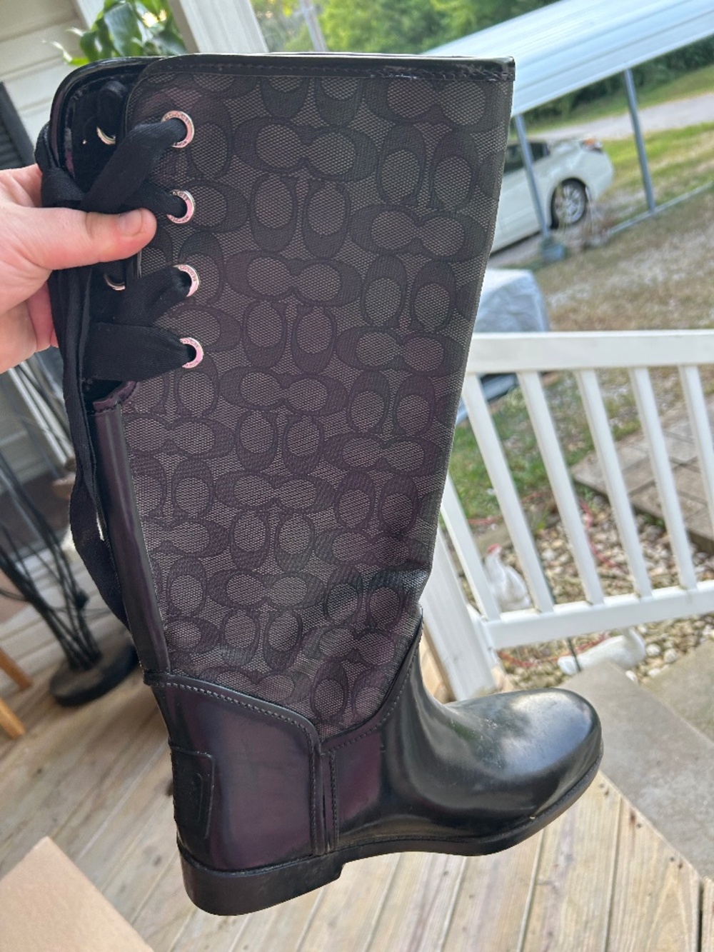 Coach Tristee black rain boots